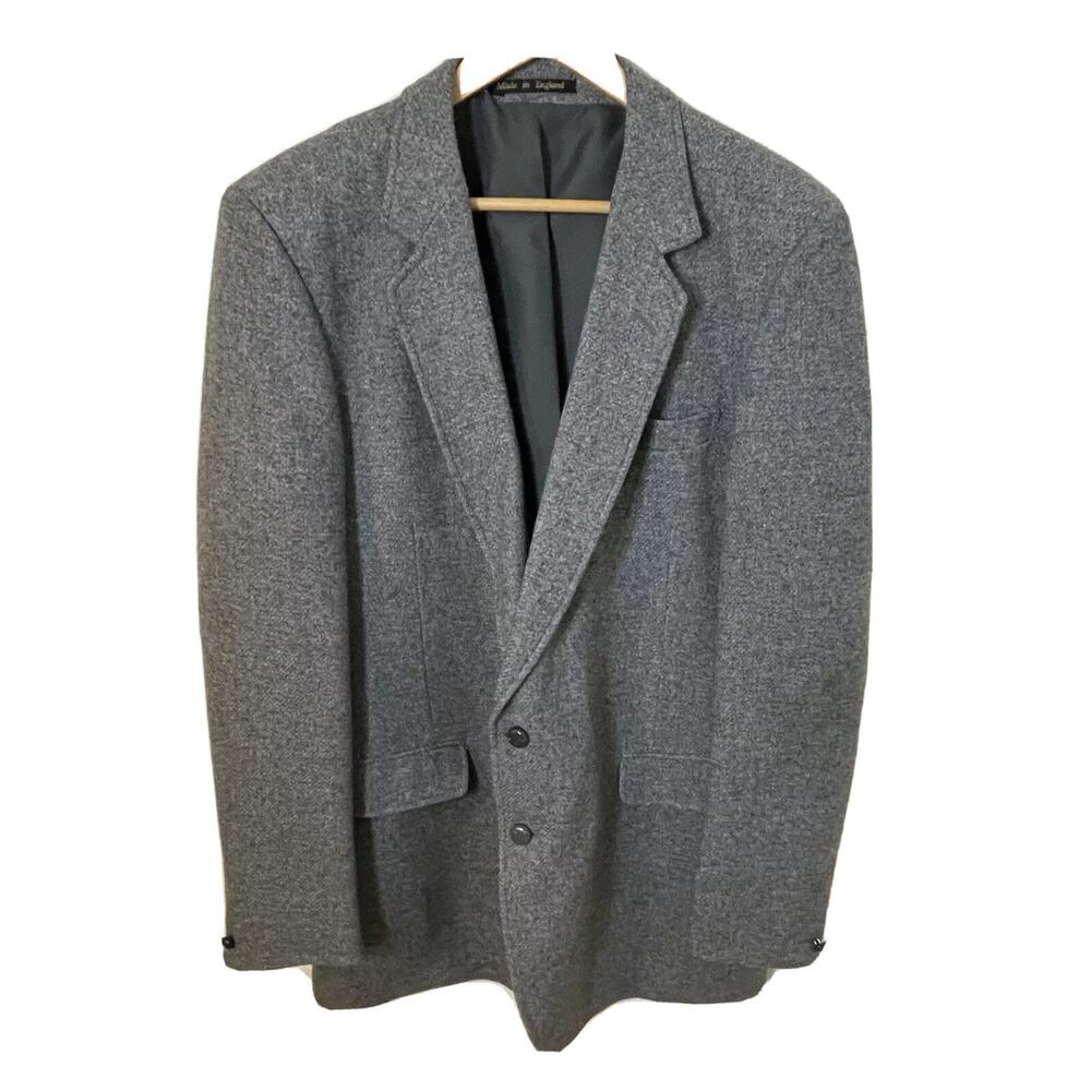 Vtg ALEXANDERS Kirkburn Mills SCOTLAND Gray Wool Coat Blazer Jacket Men Sz 42